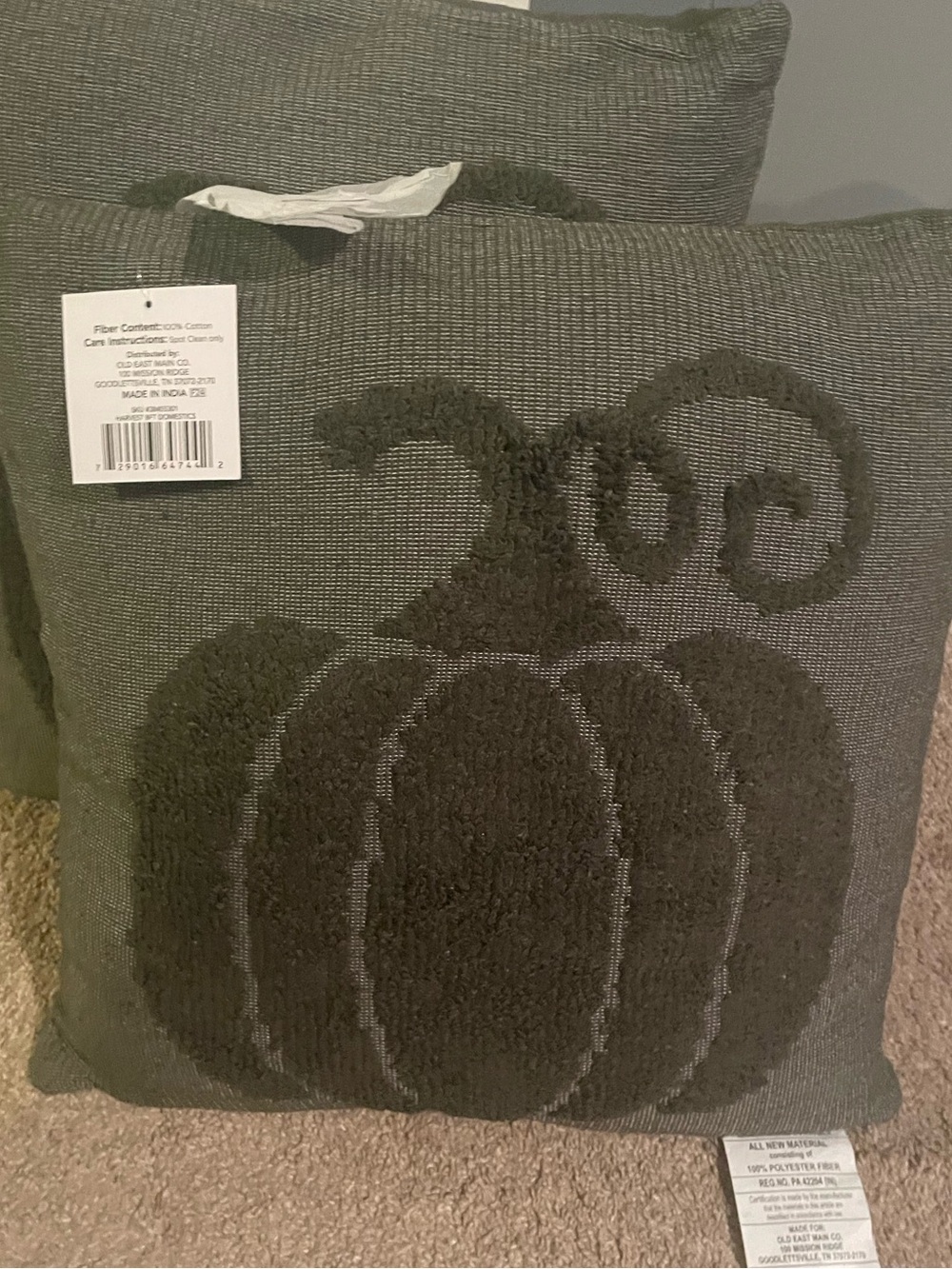 Decorative Gray Pumpkin Throw Pillow - Neutral Accent
